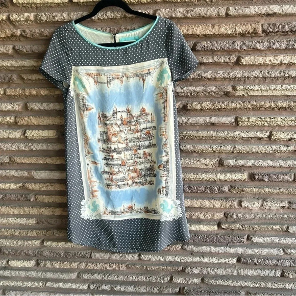 Anthropologie Maeve 100% Silk Around the Town London Cityscape Tunic Dress - Picture 12 of 12